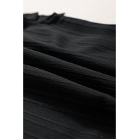 Black Textured Bowknot One Shoulder Tank Top - XL thumbnail