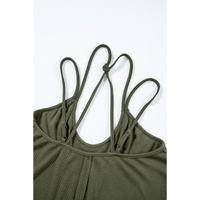 Jungle Green Exposed Seam Detail Double Straps Tank Top - 2XL thumbnail