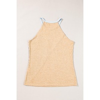 Light French Beige Geometric Color Block Sleeveless Top - L thumbnail