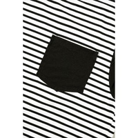 Black Stripe Chest Pocket Patch Round Neck Tank Top - L thumbnail