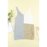 Gray Color Block Knitted Tank Top - 2XL thumbnail
