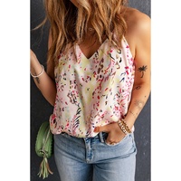 Multicolor Floral Print Spaghetti Straps Tank Top - L thumbnail