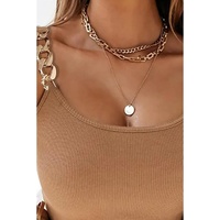 Brown Gold Chain Straps Rib Knit Tank Top - L thumbnail