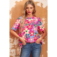 Azura Exchange Flower Print Puff Sleeve Top - XL thumbnail