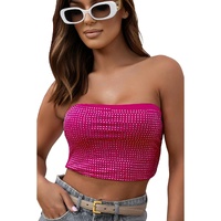 Rose Rhinestone Tube Crop Top - XL thumbnail