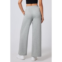 Gray Seamed Drawstring High Waist Wide Leg Sweatpants - L thumbnail