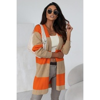 Azura Exchange Orange Colorblock Ribbed Knit Cardigan - L thumbnail