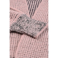 Pink Chunky Waffle Knit Oversized Collar Cardigan - S thumbnail