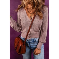 V Neck Buttoned Textured Sweater Cardigan - L thumbnail