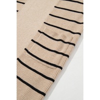 Black Stripe Shawl Neckline Open Cardigan with Pockets - M thumbnail