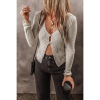 Parchment Slim Fit Buttoned V Neck Knit Cardigan - L thumbnail