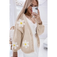 Parchment Elegant Flower Decor Button Front Cardigan - L thumbnail