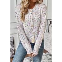 White Multicolor Confetti Sweater Cardigan - M thumbnail
