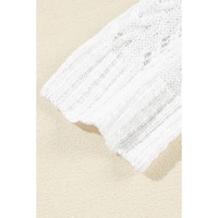 White Solid Open Knit Cardigan - L thumbnail