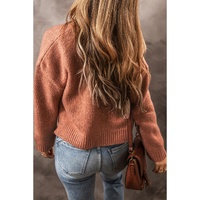 Light French Beige Drop Shoulder Open Front Cropped Cardigan - L thumbnail