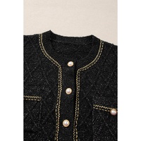 Black Shimmer Flap Pocket Button up Cardigan - XL thumbnail