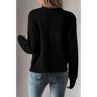 Black Open Knit Drop Shoulder Sweater Cardigan - L thumbnail