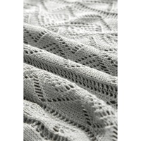 Gray Hollow Out Buttons Front Long Cardigan - L thumbnail