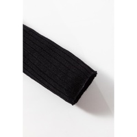 Black Ribbed Knit Collared Slim Fit Sweater Cardigan - L thumbnail