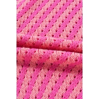 Pink Striped Buttoned V Neck Drop Shoulder Cardigan - L thumbnail