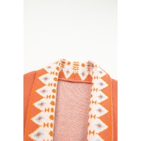 Orange Printed Aztec Print Open Front Knitted Cardigan - L thumbnail