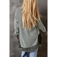 Azura Exchange Gray Plaid Knitted Long Open Front Cardigan - M thumbnail