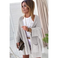 Gray Oversized Fold Over Sleeve Sweater Cardigan - M thumbnail