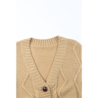 Azura Exchange Beige Front Pockets Buttons Textured Cardigan - L thumbnail