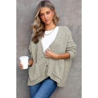 Gray Buttons Front Pocketed Sweater Cardigan - 2XL thumbnail