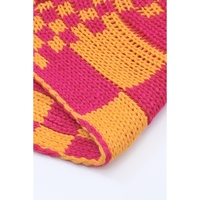 Azura Exchange Multicolor Open Front Mixed Checkered Pattern Knit Cardigan - L thumbnail