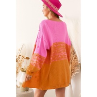 Multicolor Pompom Color Block Open Front Cardigan - S thumbnail