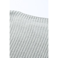 Gray Buttoned Drop Shoulder Oversized Sweater - L thumbnail