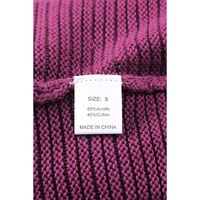 V Neck Ribbed Drop Shoulder Hooded Sweater - M thumbnail