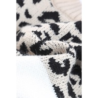 Khaki Leopard Color Block Long Sleeve Sweater - S thumbnail