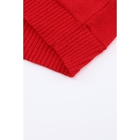 Azura Exchange Red Merry Letter Embroidered High Neck Sweater - M thumbnail