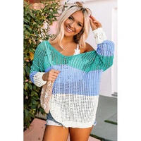 Azura Exchange Eyelet Long Sleeve Twisted Back Knit Top - S thumbnail