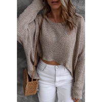 Gray Slouchy Dolman Sleeve High Low Sweater - L thumbnail