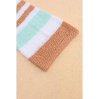 Multicolor Colorblock Stripe Long Sleeve Split Sweater - S thumbnail