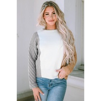 Multicolor Colorblock Textured Drop Shoulder Sweater - 2XL thumbnail