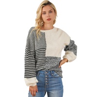 Black Neutral Colorblock Tie Back Sweater - L thumbnail