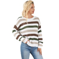 Stripe Crochet Hollow out Knit Sweater - L thumbnail