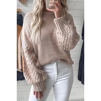 Parchment Cable Knit Sleeve Drop Shoulder Sweater - L thumbnail