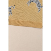 Camel Fuzzy Cheetah Accent Round Neck Sweater - L thumbnail