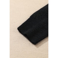 Black Cheetah Pattern Knit Round Neck Sweater - L thumbnail