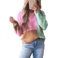 Multicolour Colorblock Mock Neck Ribbed Trim Sweater - XL thumbnail