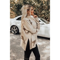 Parchment Lively Cheetah Print High Neck Split Hem Sweater - L thumbnail