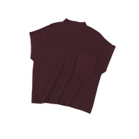 Mineral Red Patch Pocket Ribbed Knit Short Sleeve Sweater - L thumbnail