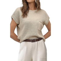 Pale Khaki Patch Pocket Short Sleeve Sweater - XL thumbnail