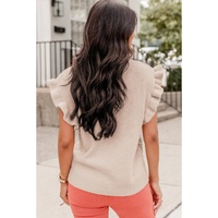 Parchment Cable Knit Mock Neck Cap Sleeve Sweater - XL thumbnail