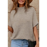 Apricot High Neck Short Bat Sleeve Sweater - M thumbnail